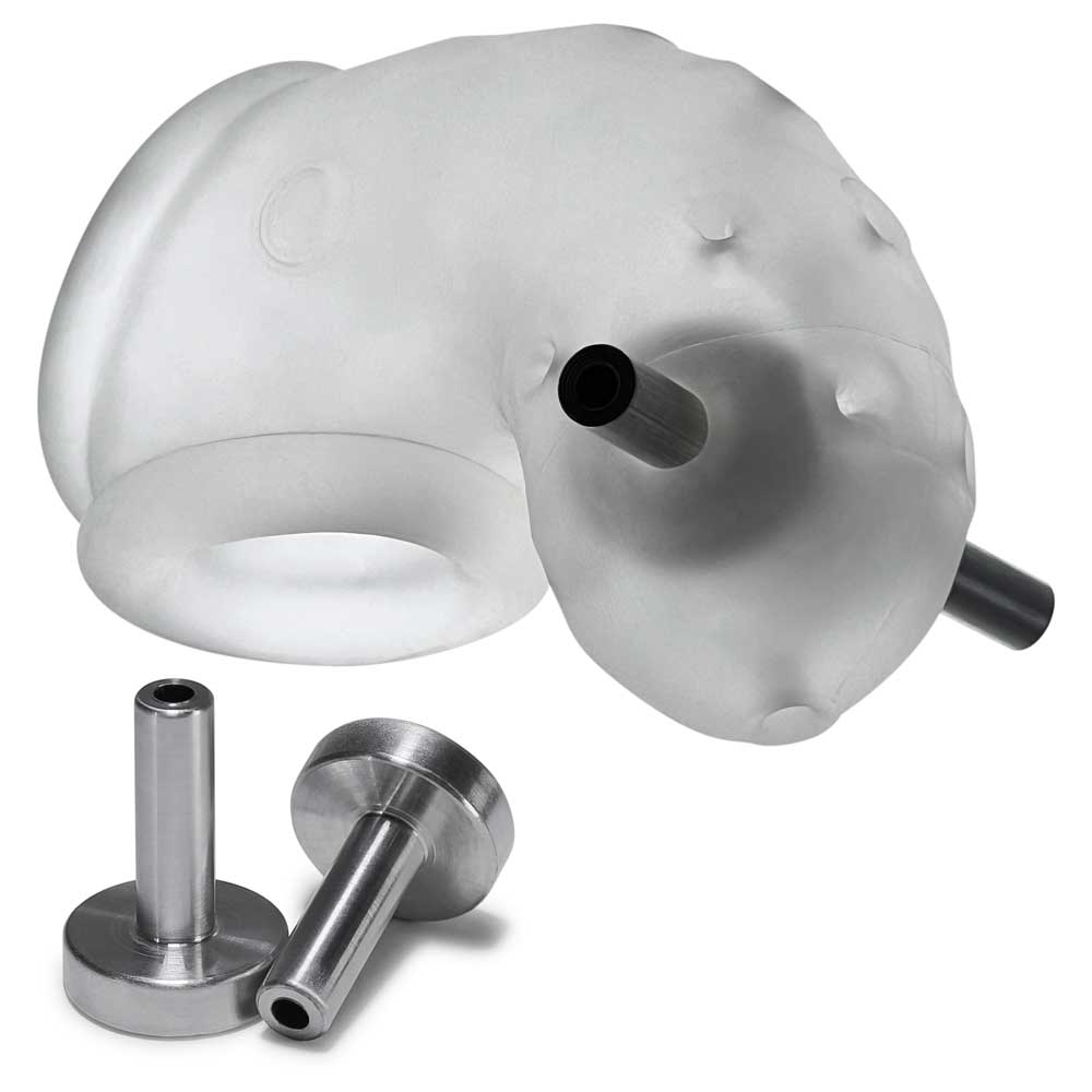 Airlock Electro Air-Lite Vented Chastity With Two 4mm Contacts - Clear Ice | 840215122889 | Available at EroticWarehouse.com