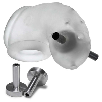 Airlock Electro Air-Lite Vented Chastity With Two 4mm Contacts - Clear Ice | 840215122889 | Available at EroticWarehouse.com