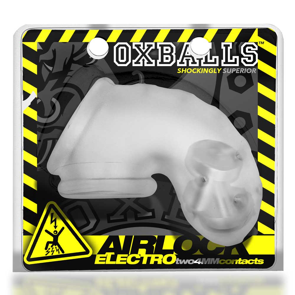 Airlock Electro Air-Lite Vented Chastity With Two 4mm Contacts - Clear Ice | 840215122889 | Available at EroticWarehouse.com