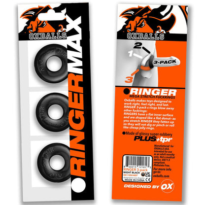 Ringer Max 3-Pack - Black | 840215124401 | Available at EroticWarehouse.com