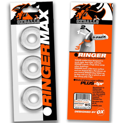 Ringer Max 3-Pack - Clear | 840215124418 | Available at EroticWarehouse.com