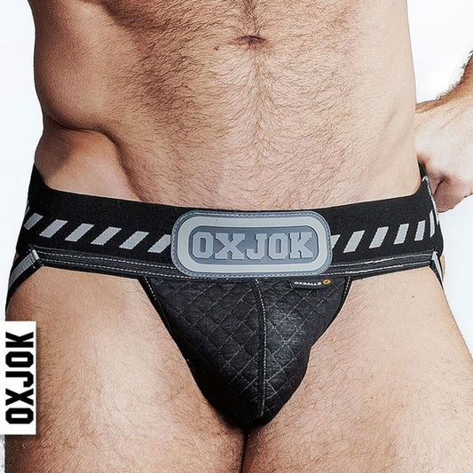 Packer Industrial Quilted Cargo Strapjock Black Puff Medium | 840215125866 | Available at EroticWarehouse.com