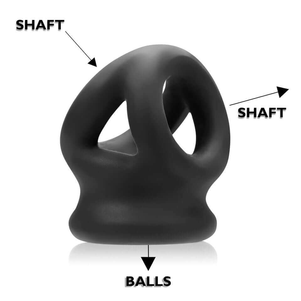Tri-Squeeze Ball-Stretch Sling - Black Ice by Oxballs 840215119544 available at EroticWarehouse.com