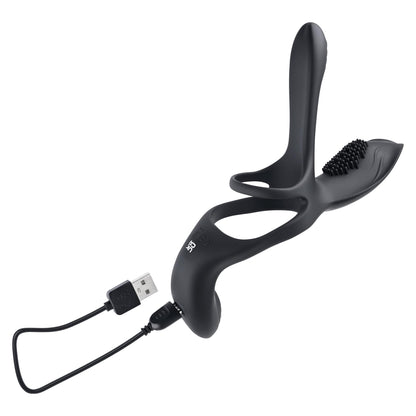 Playboy Pleasure - the 3 Way - Cock Ring - Black | 844477021287 | Available at EroticWarehouse.com