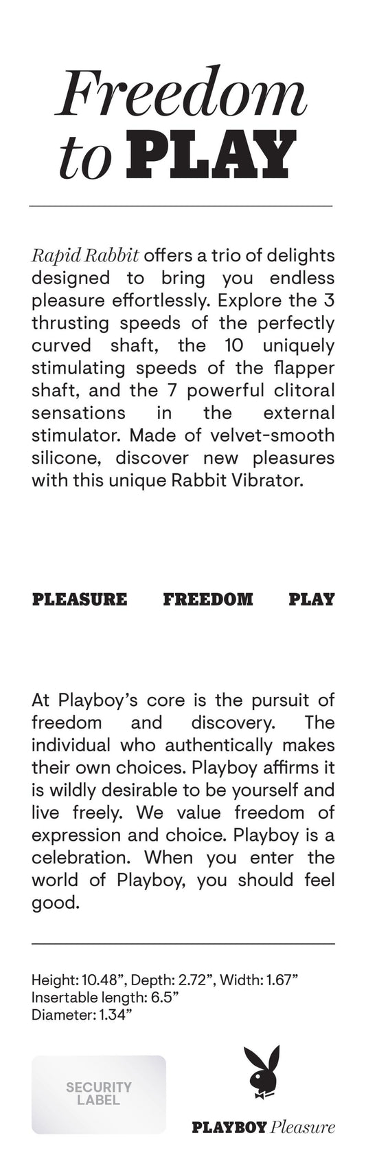 Playboy Pleasure - Rapid Rabbit - Vibrator - Black | 844477021348 | Available at EroticWarehouse.com