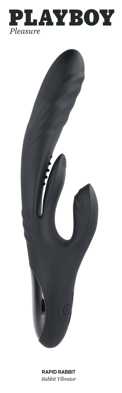 Playboy Pleasure - Rapid Rabbit - Vibrator - Black | 844477021348 | Available at EroticWarehouse.com
