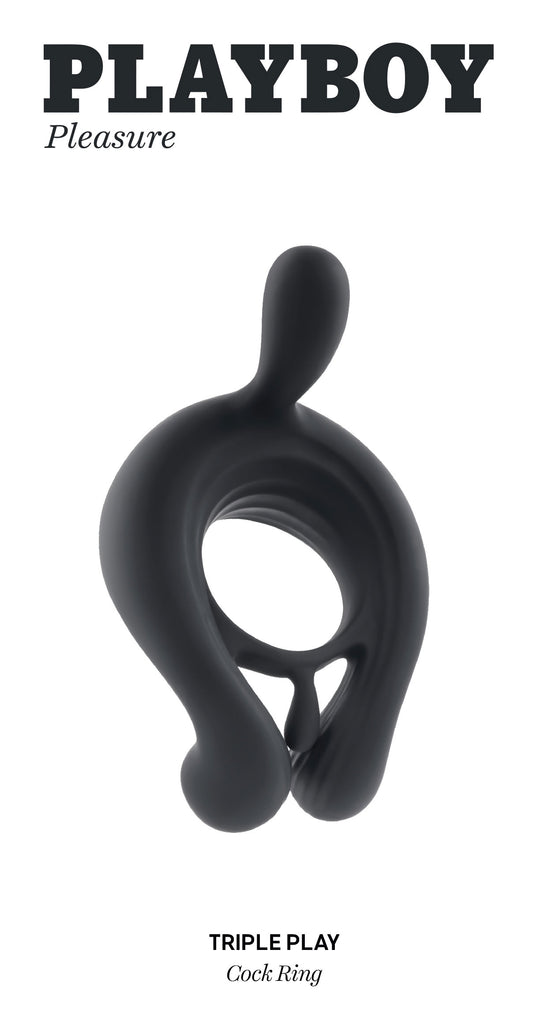 Playboy Pleasure - Triple Play - Cock Ring - Black | 844477021355 | Available at EroticWarehouse.com
