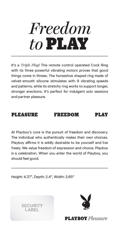 Playboy Pleasure - Triple Play - Cock Ring - Black | 844477021355 | Available at EroticWarehouse.com