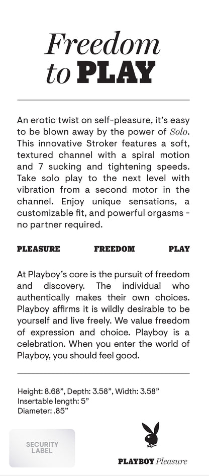 Playboy Pleasure - Solo - Stroker - Black | 844477018249 | Available at EroticWarehouse.com