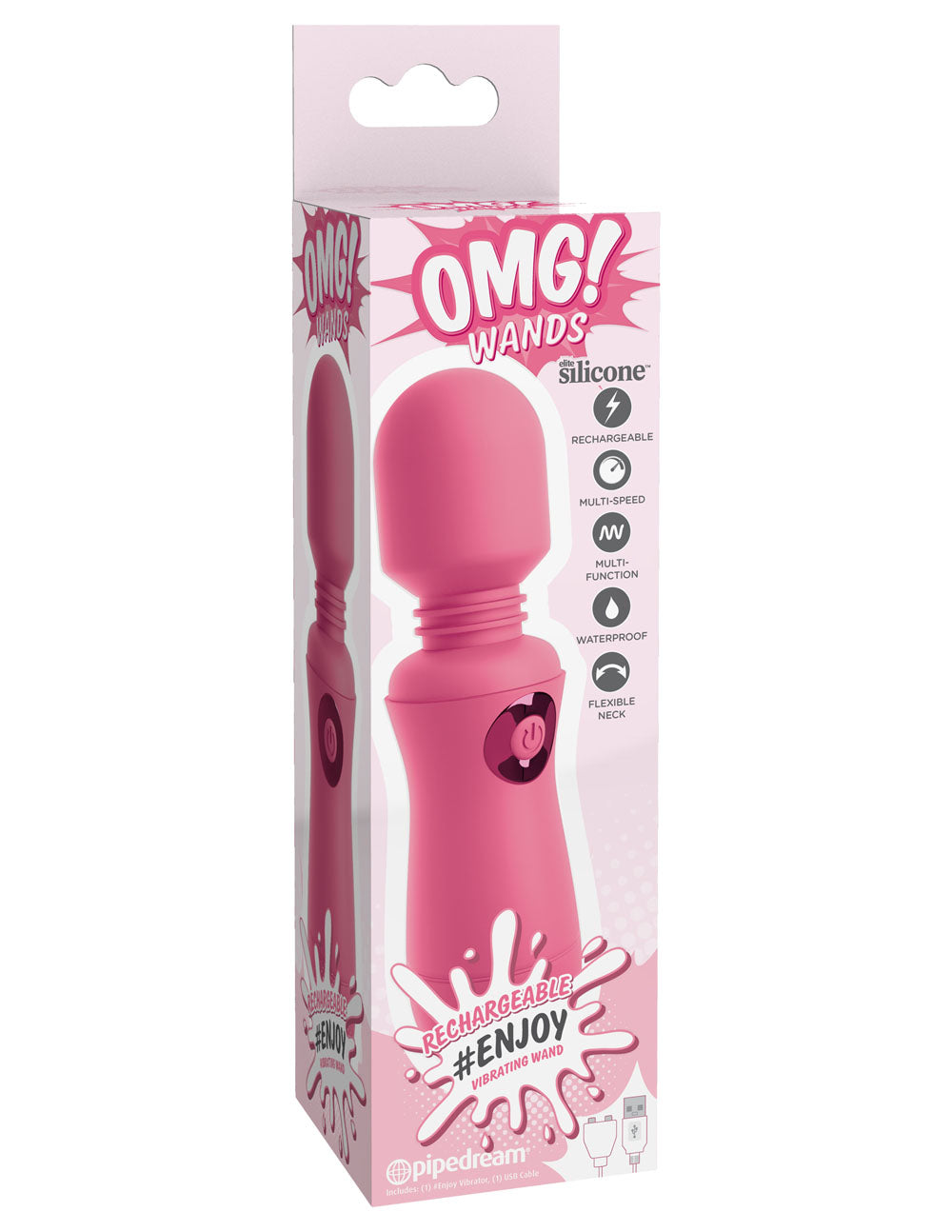 Omg! Wands Enjoy Rechargeable Vibrating Wand - Pink | 603912759884 | Available at EroticWarehouse.com
