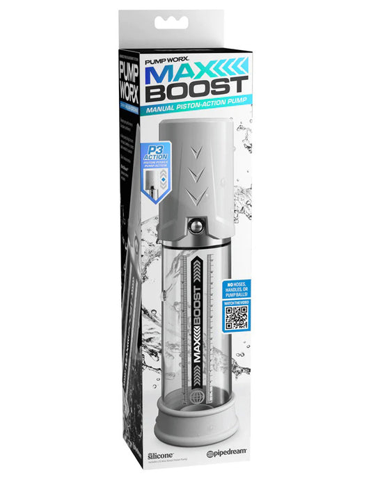Pump Work Max Boost - White/clear | 603912774627 | Available at EroticWarehouse.com