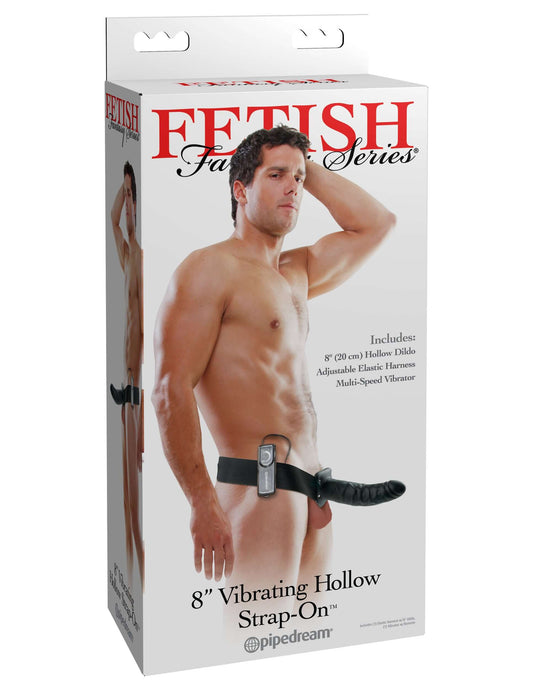 Fetish Fantasy Series 8-Inch Vibrating Hollow Strap-on - Black | 603912329926 | Available at EroticWarehouse.com