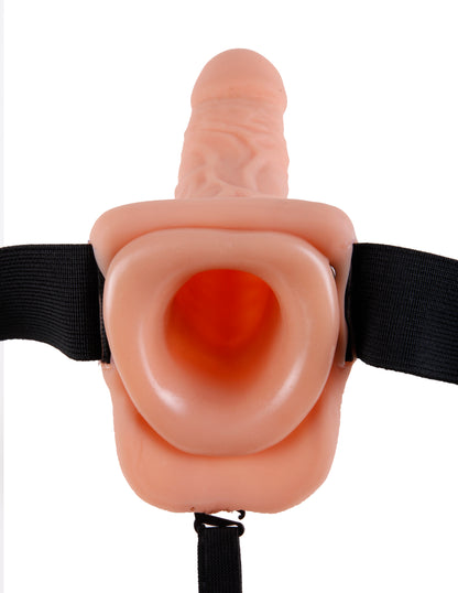 Fetish Fantasy Series 9 Inch Vibrating Hollow Strap-on With Balls - Flesh | 603912362817 | Available at EroticWarehouse.com