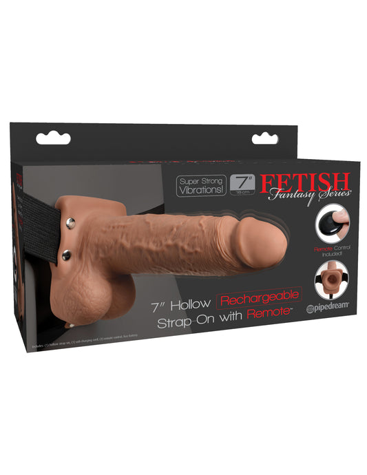 Fetish Fantasy Series 7 Inch Hollow Rechargeable Strap-on With Remote - Tan | 603912759235 | Available at EroticWarehouse.com
