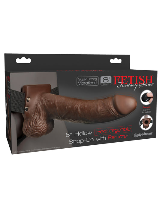 Fetish Fantasy Series 8 Inch Hollow Rechargeable Strap-on With Remote - Brown | 603912759242 | Available at EroticWarehouse.com