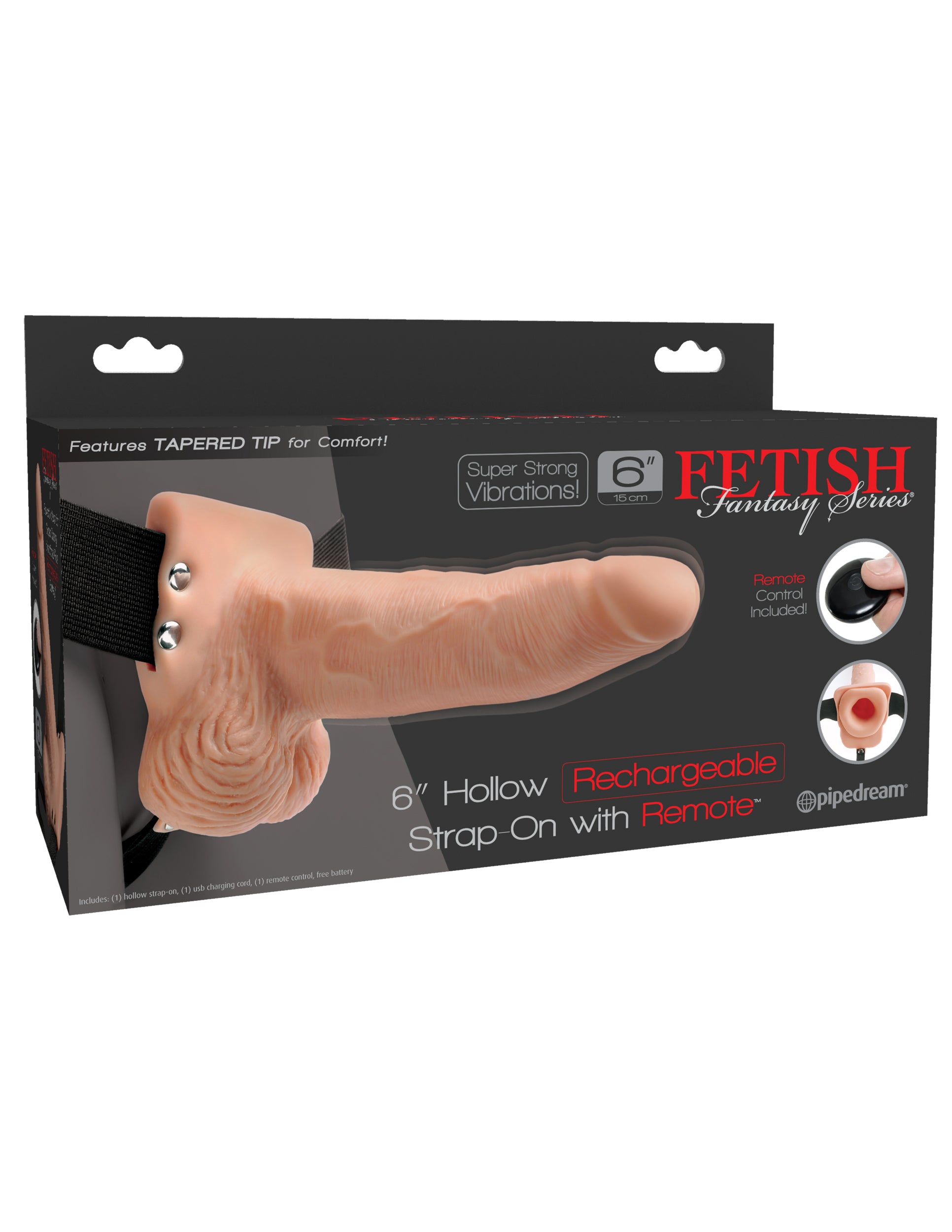 Fetish Fantasy Series 6 Inch Hollow Rechargeable Strap-on With Remote - Flesh | 603912759228 | Available at EroticWarehouse.com