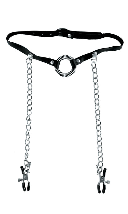 Fetish Fantasy Series O-Ring Gag With Nipple Clamps | 603912254266 | Available at EroticWarehouse.com