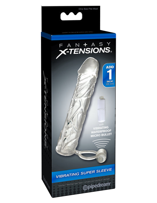 Fantasy X-Tensions Vibrating Super Sleeve - Clear | 603912345919 | Available at EroticWarehouse.com
