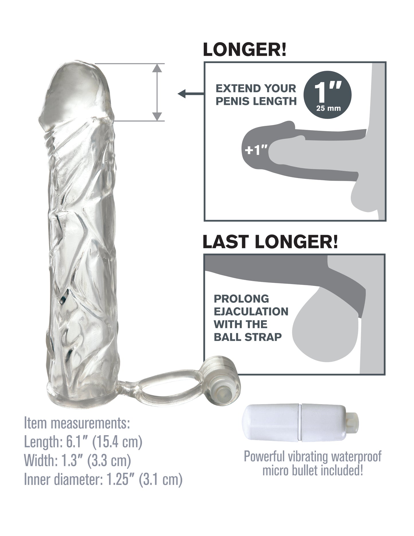 Fantasy X-Tensions Vibrating Super Sleeve - Clear | 603912345919 | Available at EroticWarehouse.com