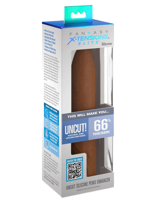 Fantasy X-Tensions Elite Uncut 7 Inch Extension Sleeve - Tan | 603912772876 | Available at EroticWarehouse.com