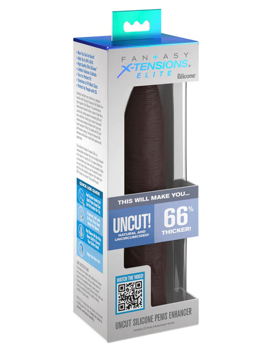 Fantasy X-Tensions Elite Uncut 7 Inch Extension Sleeve - Brown | 603912772883 | Available at EroticWarehouse.com