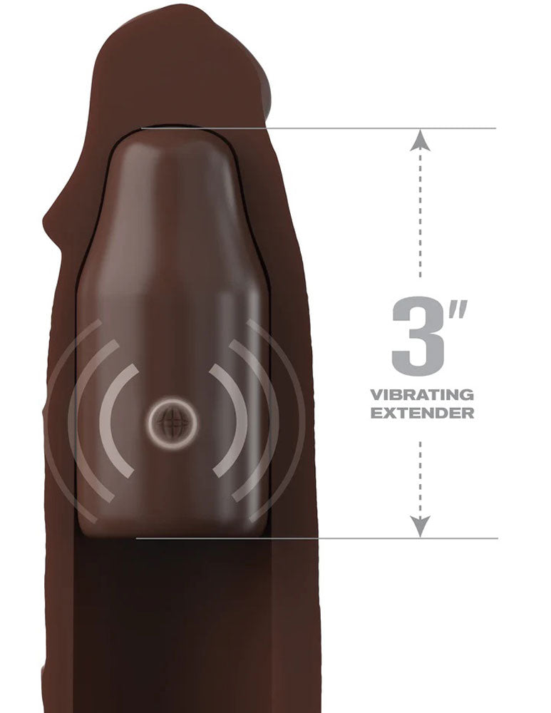 Fantasy X-Tensions Elite 9 Inch Sleeve Vibrating 3 Inch Plug With Remote - Brown | 603912773613 | Available at EroticWarehouse.com