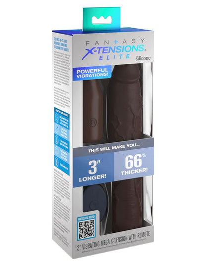 Fantasy X-Tensions Elite 9 Inch Sleeve Vibrating 3 Inch Plug With Remote - Brown | 603912773613 | Available at EroticWarehouse.com