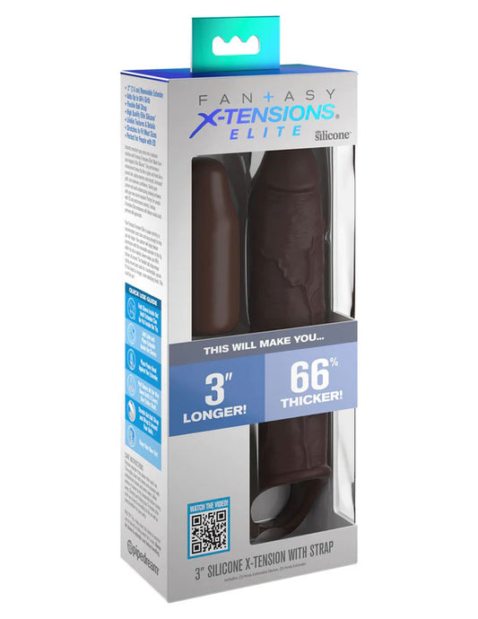 Fantasy X-Tensions Elite 7 Inch Extension With Strap - Brown | 603912772951 | Available at EroticWarehouse.com