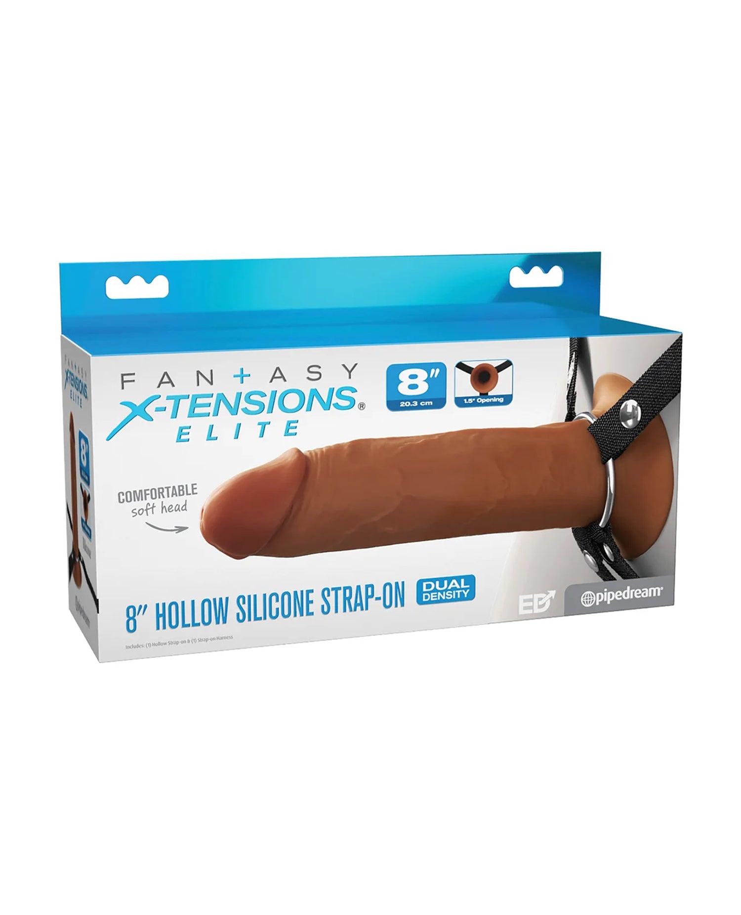 Fantasy X-Tensions Elite 8" Silicone Hollow Strap Dual Density - Brown | 603912775624 | Available at EroticWarehouse.com