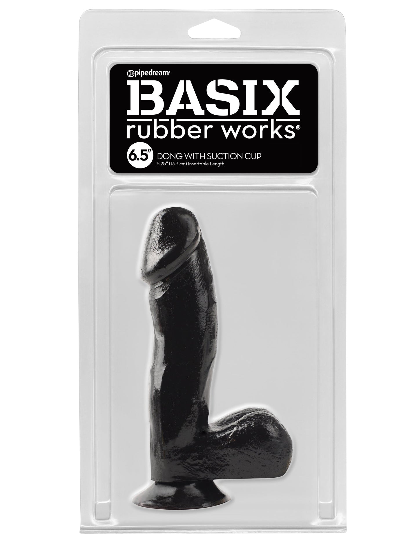 Basix Rubber Works - 6.5 Inch Dong With Suction Cup - Black | 603912235623 | Available at EroticWarehouse.com