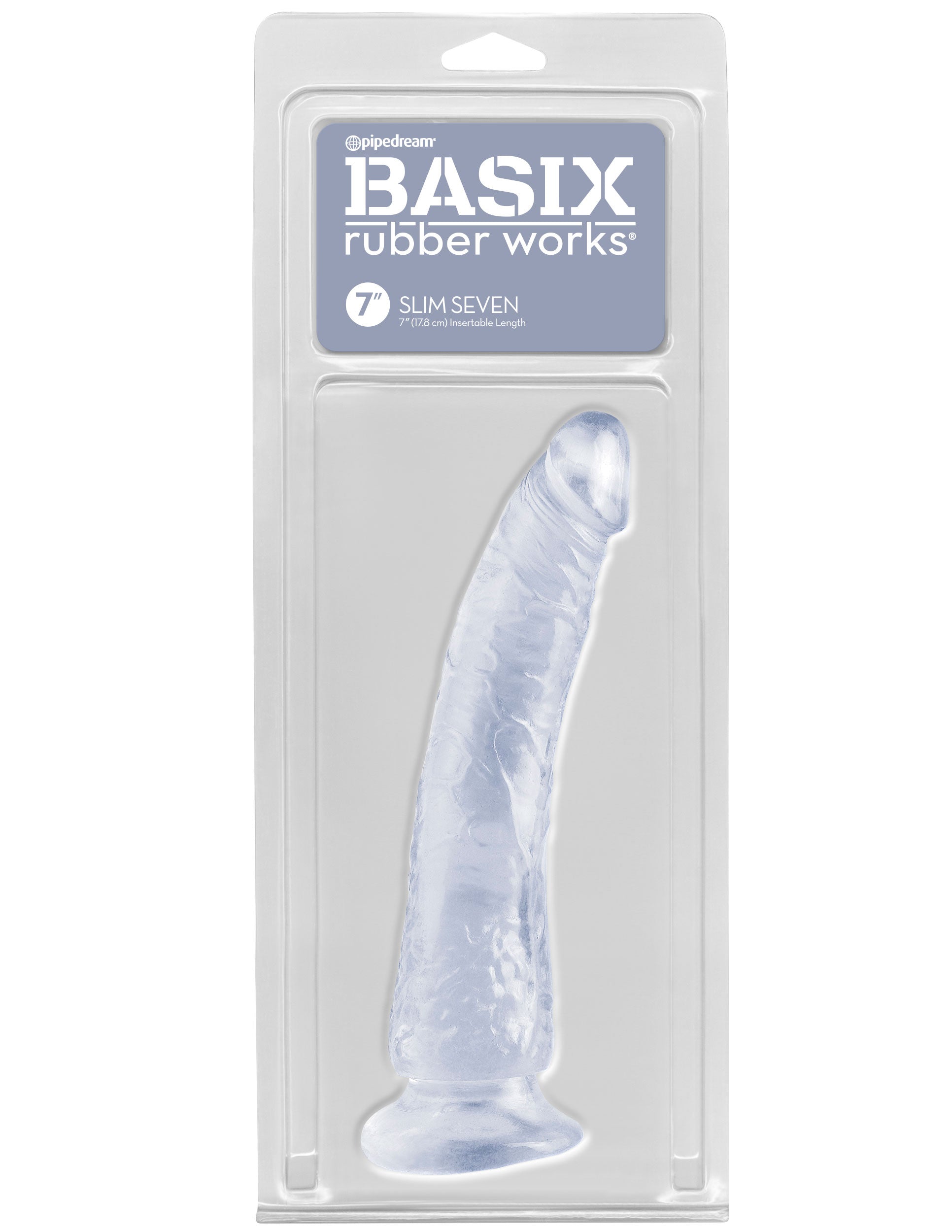 Basix Rubber Works - Slim 7 Inch With Suction Cup - Clear | 603912270600 | Available at EroticWarehouse.com
