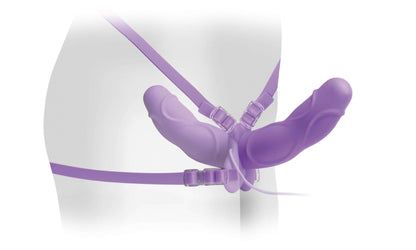 Fetish Fantasy Elite Vibrating Double Delight Strap-on - Purple | 603912301113 | Available at EroticWarehouse.com