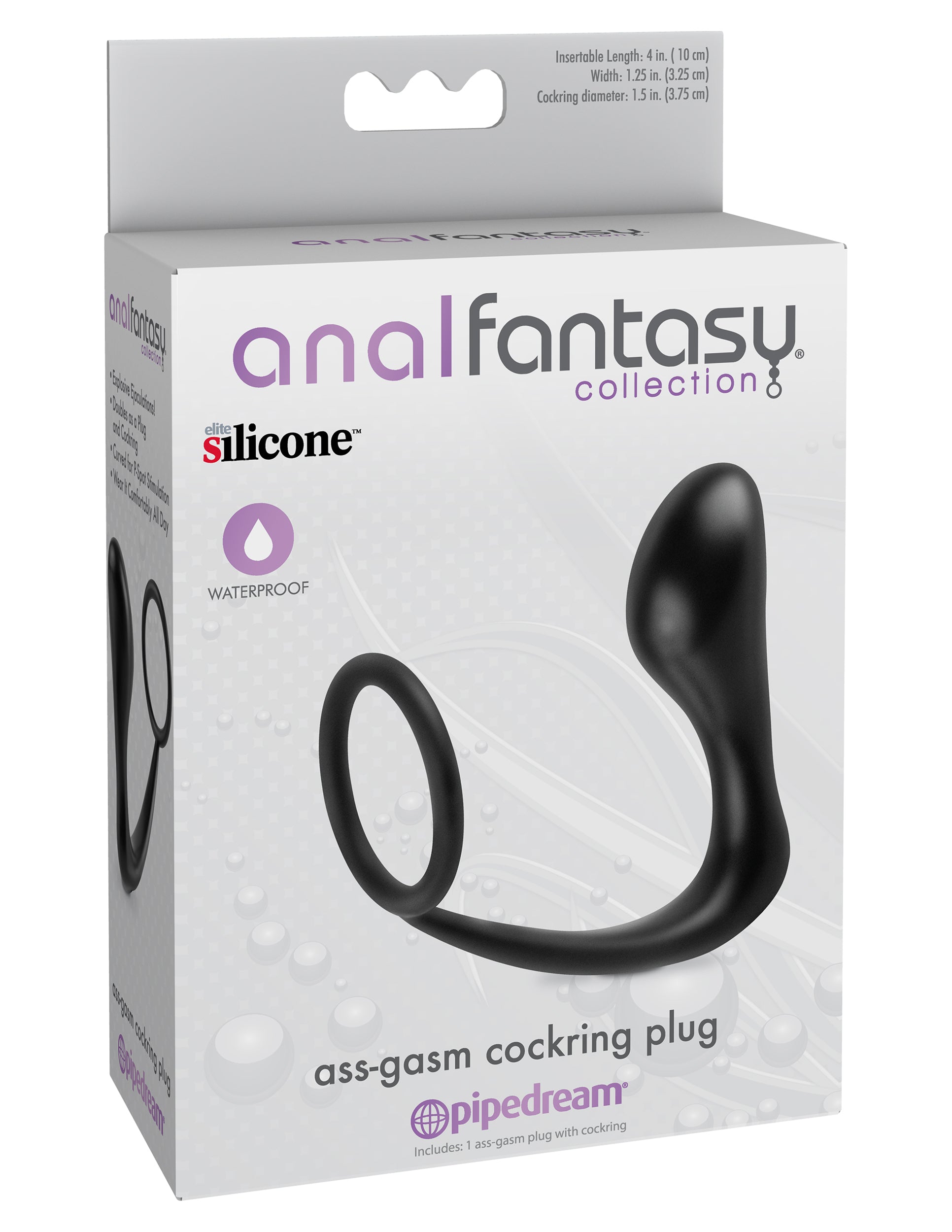 Anal Fantasy Collection Ass Gasm Cockring Plug - Black | 603912332193 | Available at EroticWarehouse.com