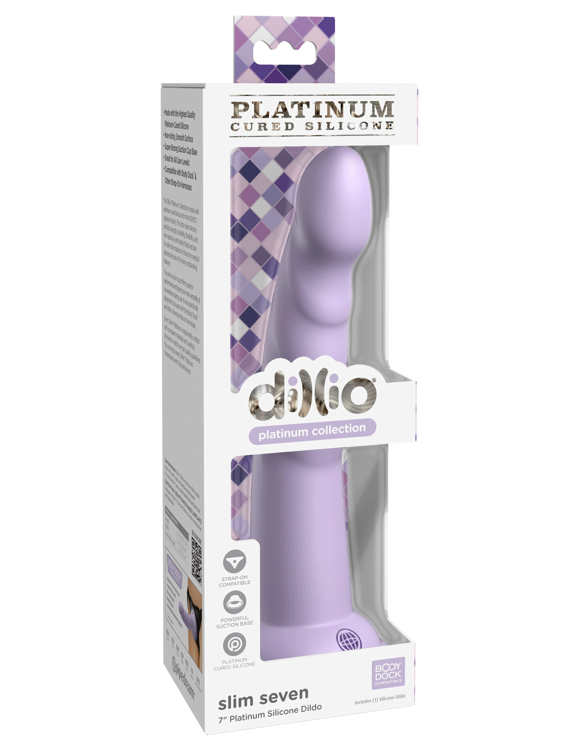Dillio Platinum - Slim Seven 7 Inch Dildo - Purple | 603912772814 | Available at EroticWarehouse.com