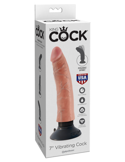 King Cock 7-Inch Vibrating Cock - Light | 603912737707 | Available at EroticWarehouse.com