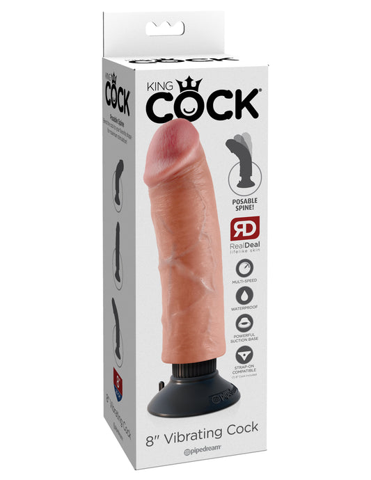 King Cock 8-Inch Vibrating Cock - Light | 603912737721 | Available at EroticWarehouse.com