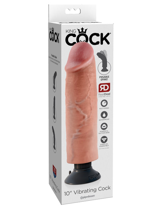 King Cock 10 Inch Vibrating Cock - Flesh | 603912737752 | Available at EroticWarehouse.com