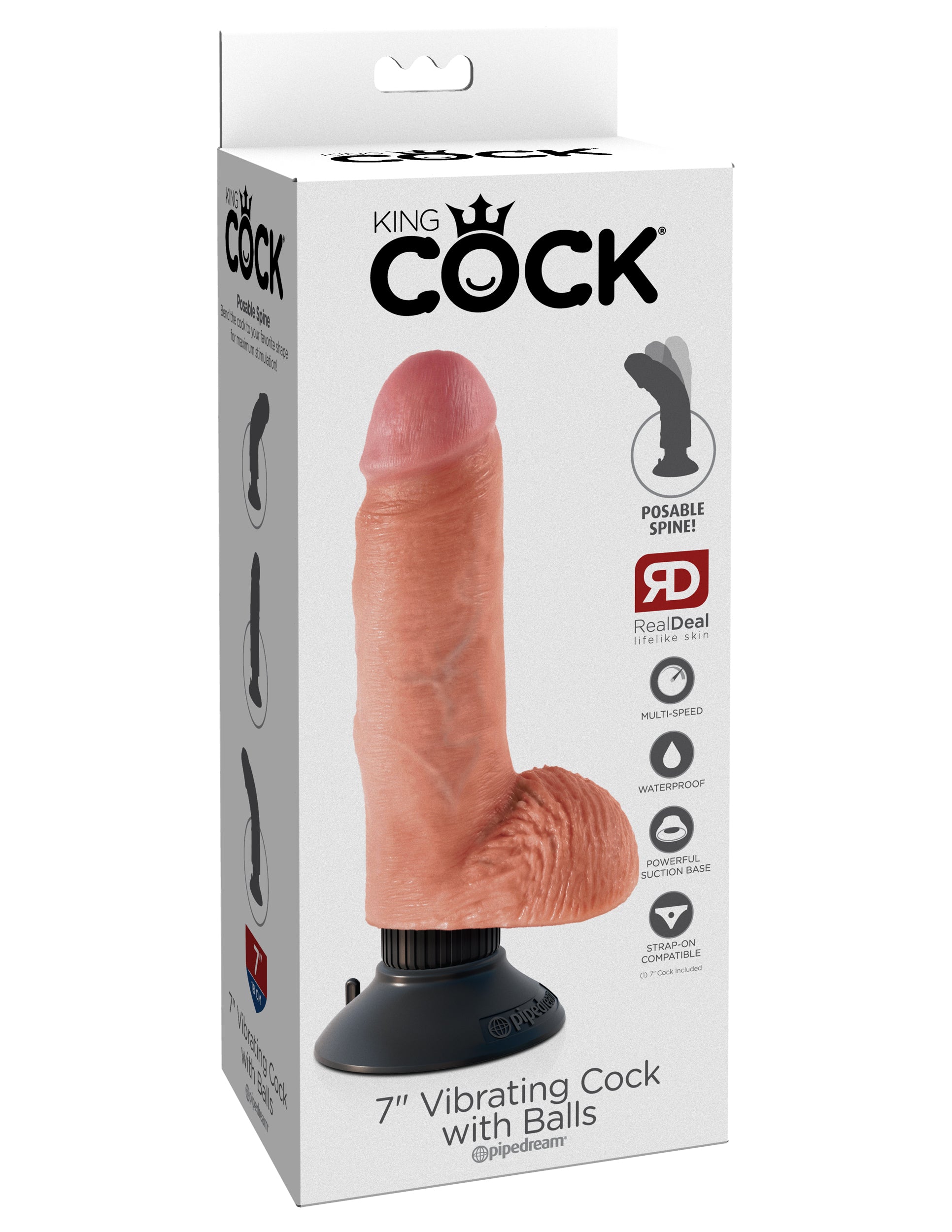 King Cock 7-Inch Vibrating Cock With Balls - Flesh | 603912737769 | Available at EroticWarehouse.com