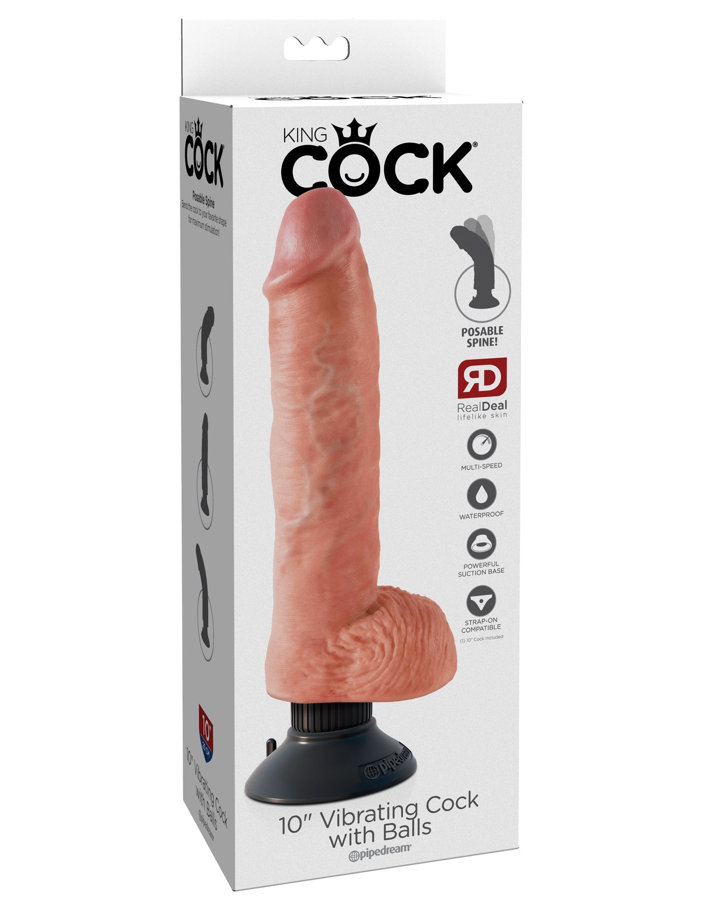 King Cock 10-Inch Vibrating Cock With Balls - Flesh | 603912737806 | Available at EroticWarehouse.com