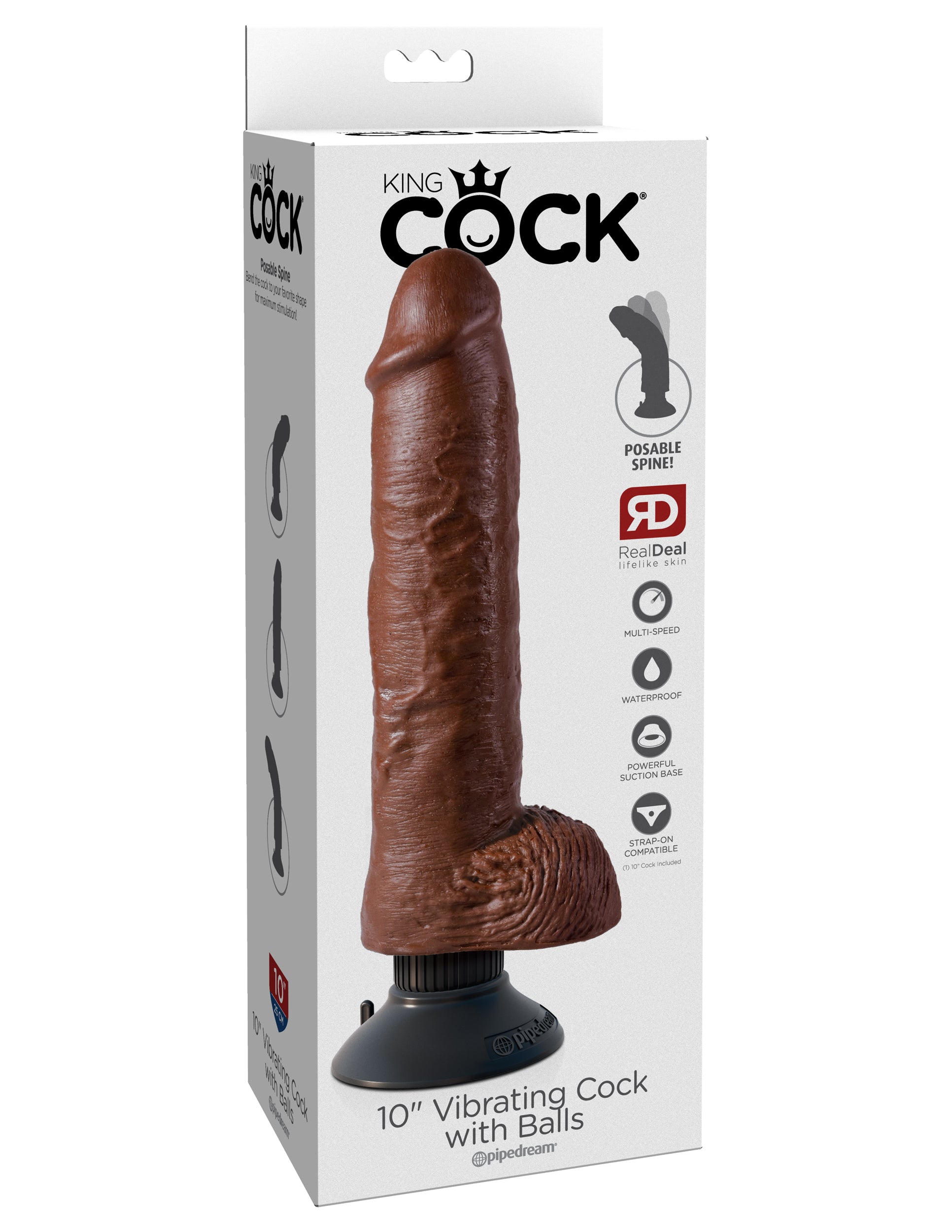 King Cock 10-Inch Vibrating Cock With Balls - Brown | 603912737813 | Available at EroticWarehouse.com