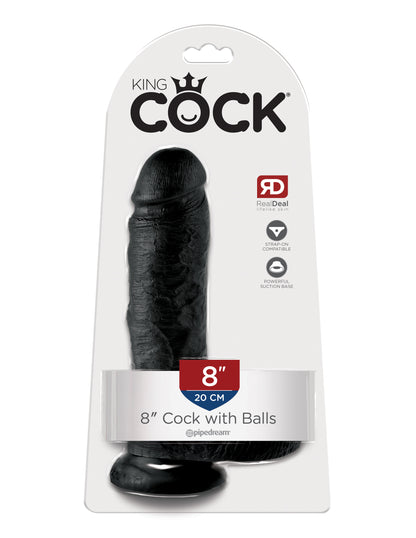 King Cock 8-Inch Cock With Balls - Black | 603912350234 | Available at EroticWarehouse.com