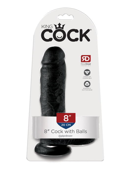 King Cock 8-Inch Cock With Balls - Black | 603912350234 | Available at EroticWarehouse.com