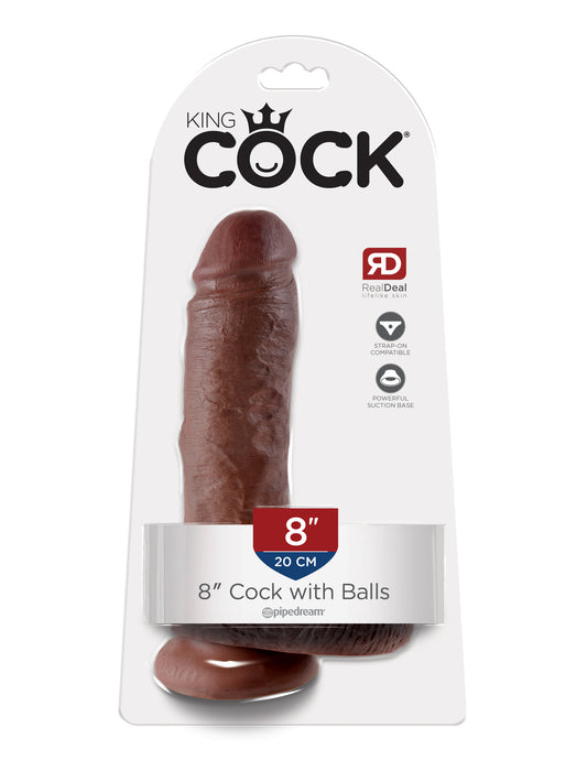 King Cock 8-Inch Cock With Balls - Brown | 603912350241 | Available at EroticWarehouse.com