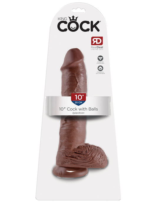 King Cock 10-Inch Cock With Balls - Brown | 603912350289 | Available at EroticWarehouse.com