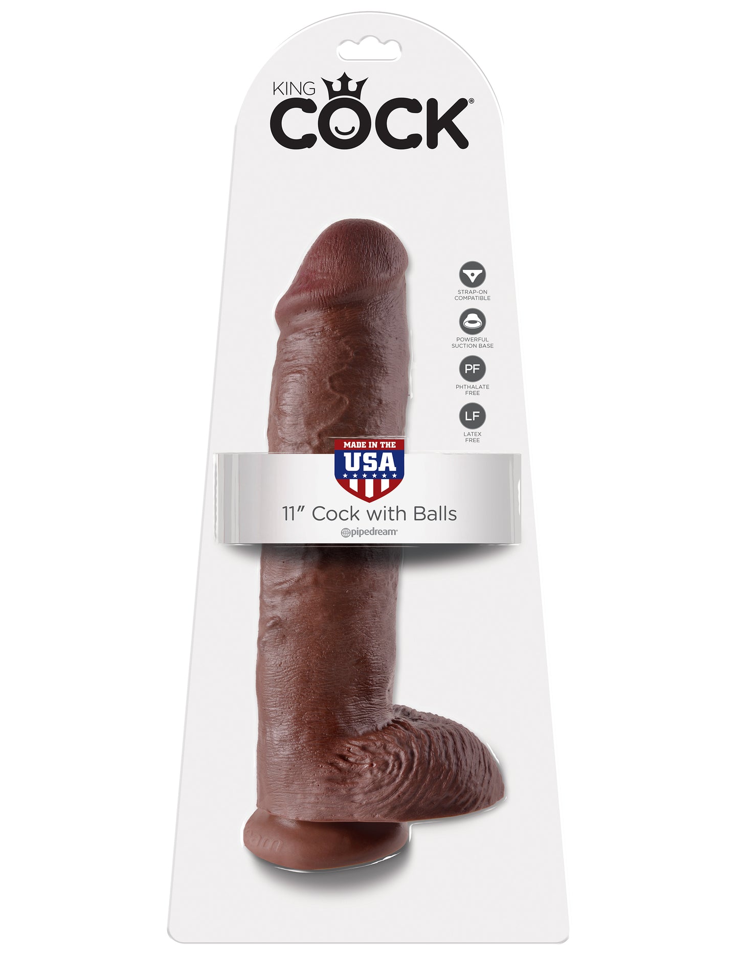 King Cock 11 Inch Cock With Balls - Brown | 603912350319 | Available at EroticWarehouse.com