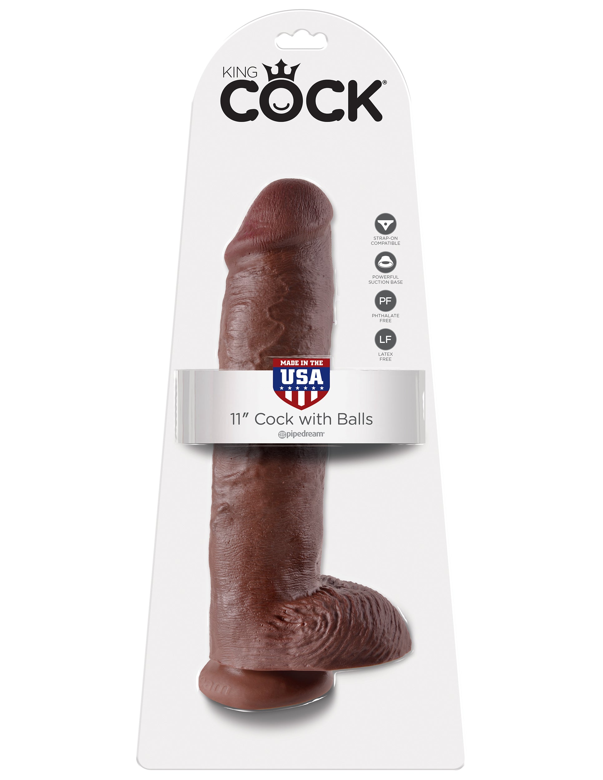King Cock 11 Inch Cock With Balls - Brown | 603912350319 | Available at EroticWarehouse.com