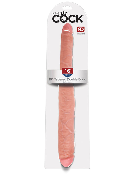 King Cock 16 Inch Tapered Double Dildo - Flesh by Pipedream 603912350371 available at EroticWarehouse.com