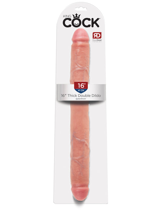 King Cock 16 Inch Thick Double Dildo - Flesh by Pipedream 603912350401 available at EroticWarehouse.com
