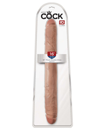 King Cock 16 Inch Thick Double Dildo - Tan | 603912746471 | Available at EroticWarehouse.com