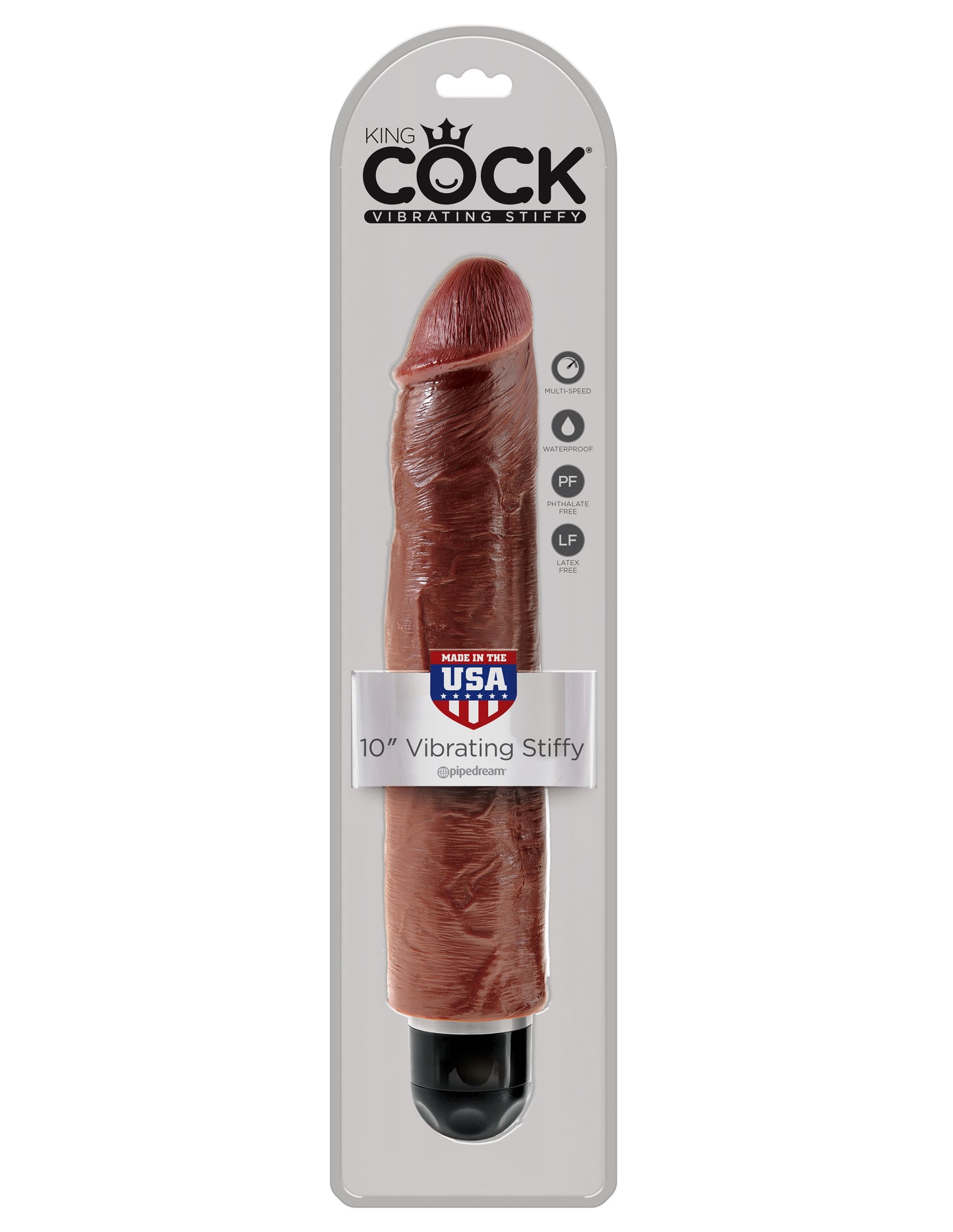 King Cock 10 Inch Vibrating Stiffy Brown | 603912744972 | Available at EroticWarehouse.com